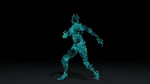 Man dancing in wireframe drawing with data イラスト素材