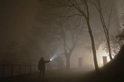 A man in the darkness Stock Photos