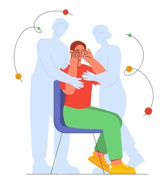 Man with dead parents vector concept Stock Illustration
