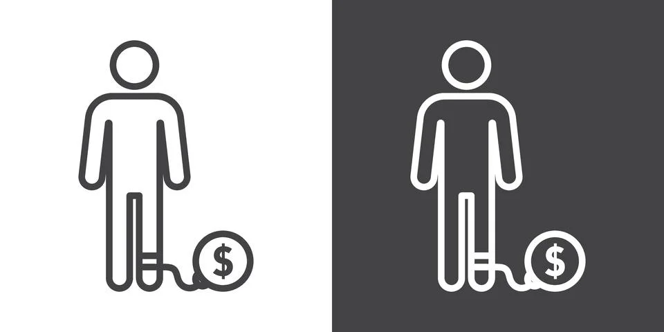 Man with debt icon Stock Illustration