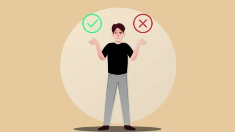 Man Deciding Between Two Options With Check And Cross Symbol Stock Footage 279889242