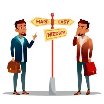 Man Deciding, Choosing Path Vector Cartoon Character Illustrazione stock
