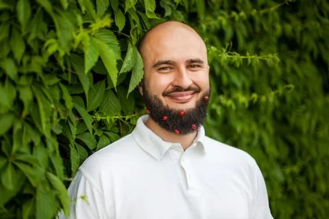 Man with decoration in beard Stock Photos