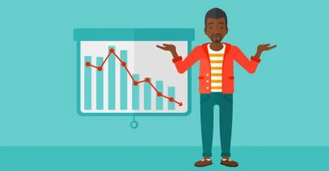 Man with decreasing chart Stock Illustration
