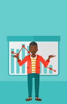 Man with decreasing chart Stock Illustration