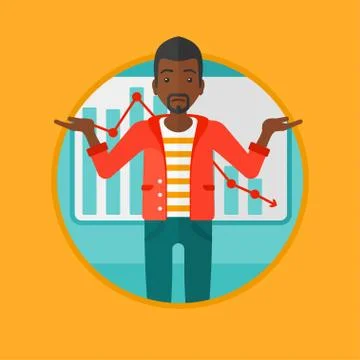 Man with decreasing chart vector illustration Stock Illustration