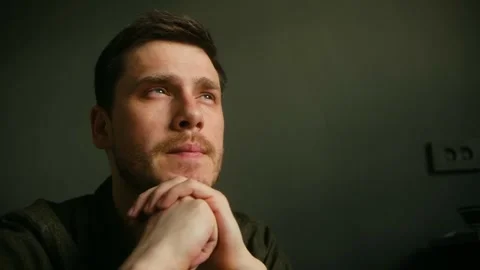 Man in deep thinking and planning, inspired by future possibilities. Inspiration Video stock 312983842