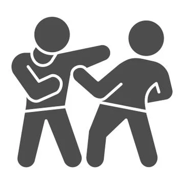 Man defending herself from bandit solid icon, self defense concept, man dodges Stock Illustration