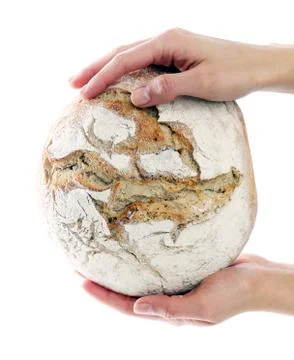 Man with delicious bread Stock Photos