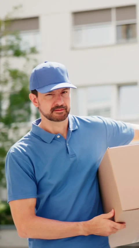 Man Delivering Package From Truck Stock Footage 313759009