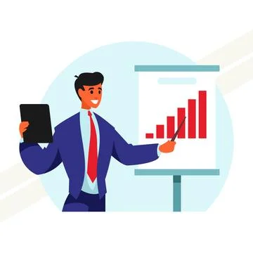 Man-delivers-presentation Stock Illustration