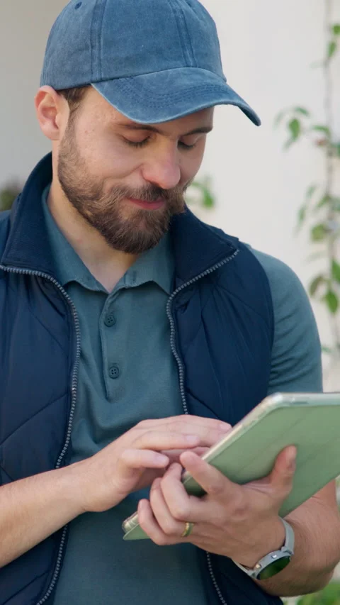 Man, delivery or checklist with tablet for schedule, destination or Stock Footage 335826828