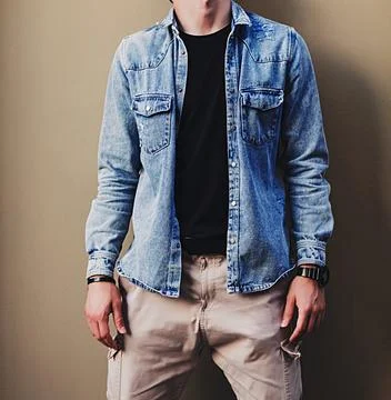 Man in denim jacket Stock Photos