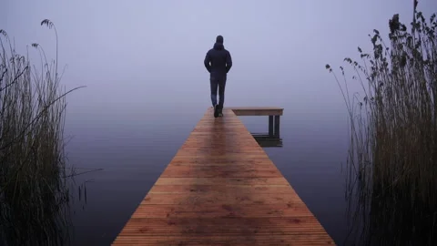 A man in the dense fog Stock Footage 157206236