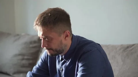Man in depression, freaking out. Lockdown. Out of work. Stock-Footage 169137758