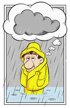 Man with depressive thoughts Stock Illustration