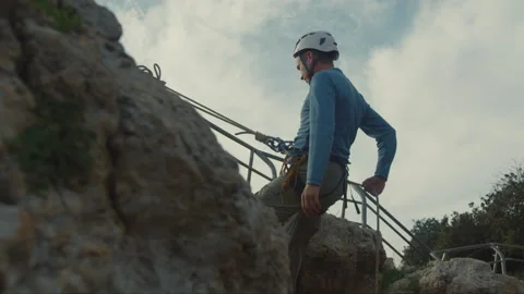 A Man Descending With Harness Stock Footage 275491660