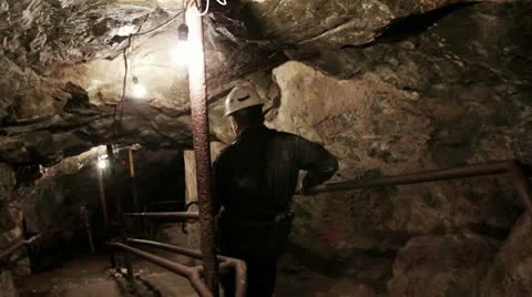 Man descending in mine Stock Footage 10723412