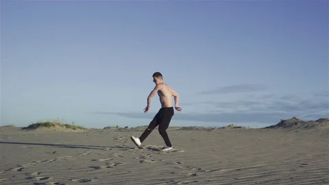 Man in desert Stock Footage 77454838