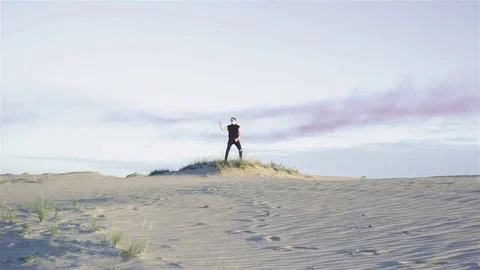 Man in desert Stock Footage 77454929