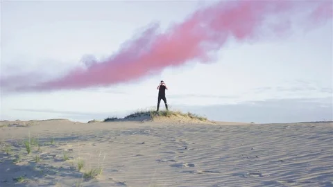 Man in desert Stock Footage 77454932