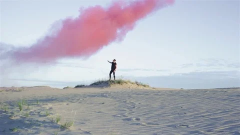 Man in desert Video stock 77454935