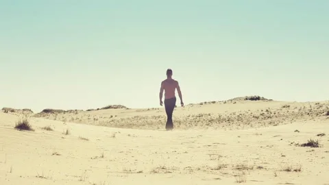 Man in desert Stock Footage 91034385