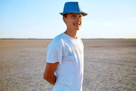 Man in the desert Stock Photos