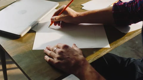 Man Designer Is Making Sketches Stock-Footage 169939278