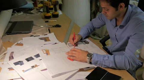 Man Designing A Chair Medium Shot Stock Footage 40328287