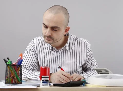 Man at desk Foto stock
