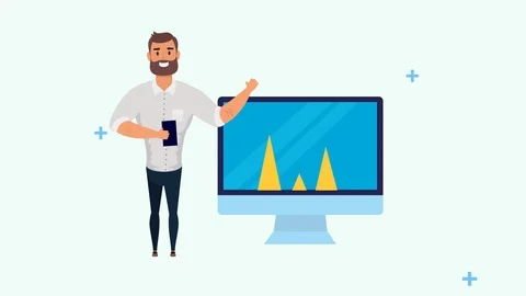 Man with desktop search engine optimization Video stock 124302706