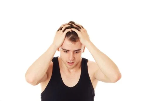 Man in despair with hands on head. Stock-Fotos