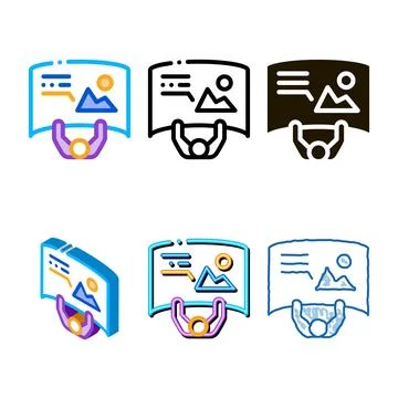 Man with detailed posters top view icon minimal vector outline Stock Illustration