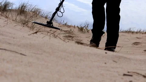 Man Detecting Gold Beach 스톡 동영상 147984953