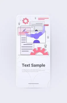 Man developer creating website ui interface web application development program Stock Illustration