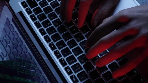 Man developer is scripting web programm. Hacker hands programming on laptop Stock Footage 125213253