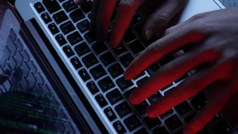 Man developer is scripting web programm. Hacker hands programming on laptop Video stock 125213715