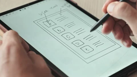 Man Developing App on Digital Tablet 動画素材 213176822