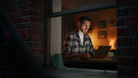 Man Developing New Project On Laptop Video stock 197420472