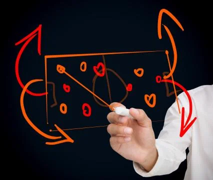 Man developing a tactical sport strategy Stock Photos