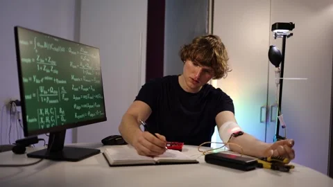 Man develops bio chip technology at home using wearable electronics and medical  Stock Footage 323270706