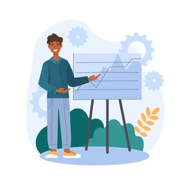 Man develops presentation Illustrazione stock