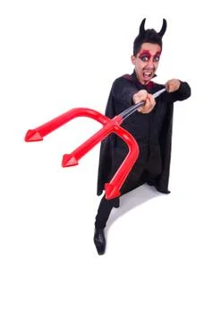 Man in devil costume in halloween concept 스톡 사진
