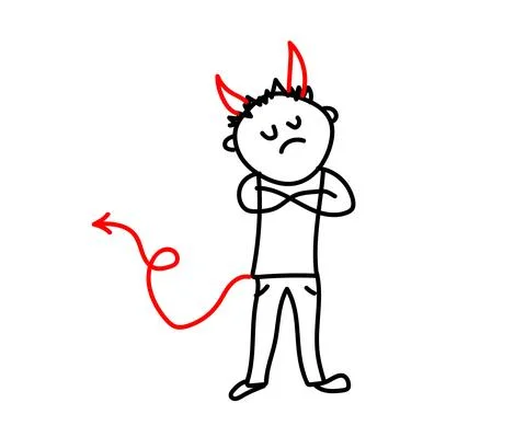 A man in a devil costume. Sketch. Vector. Stock Illustration