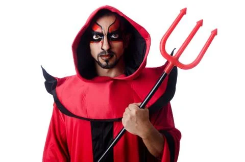 Man devil in red costume Foto stock