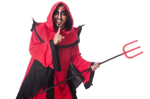 Man devil in red costume Foto stock
