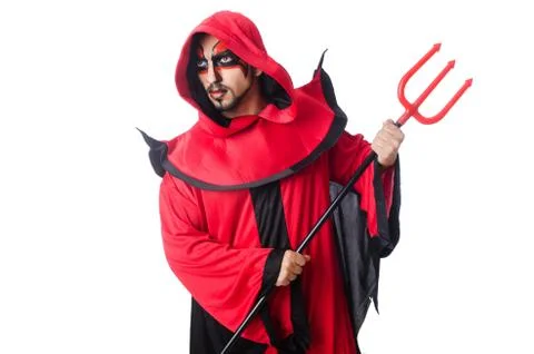 Man devil in red costume Foto stock