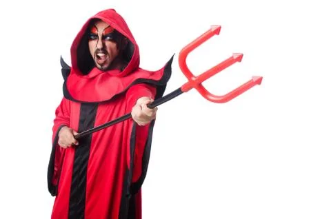 Man devil in red costume Foto stock