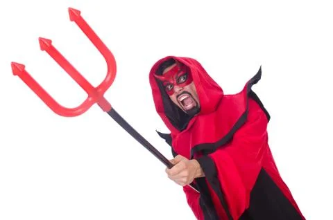 Man devil in red costume Foto stock